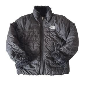 The North Face Girls Mossbud Reversible Puffer Jacket Black Coat Size XS (6) EUC